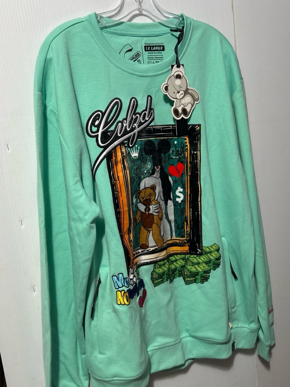 Civilized Mo $$$ No Problem Turquoise Men’s Sweatshirt 2XL New